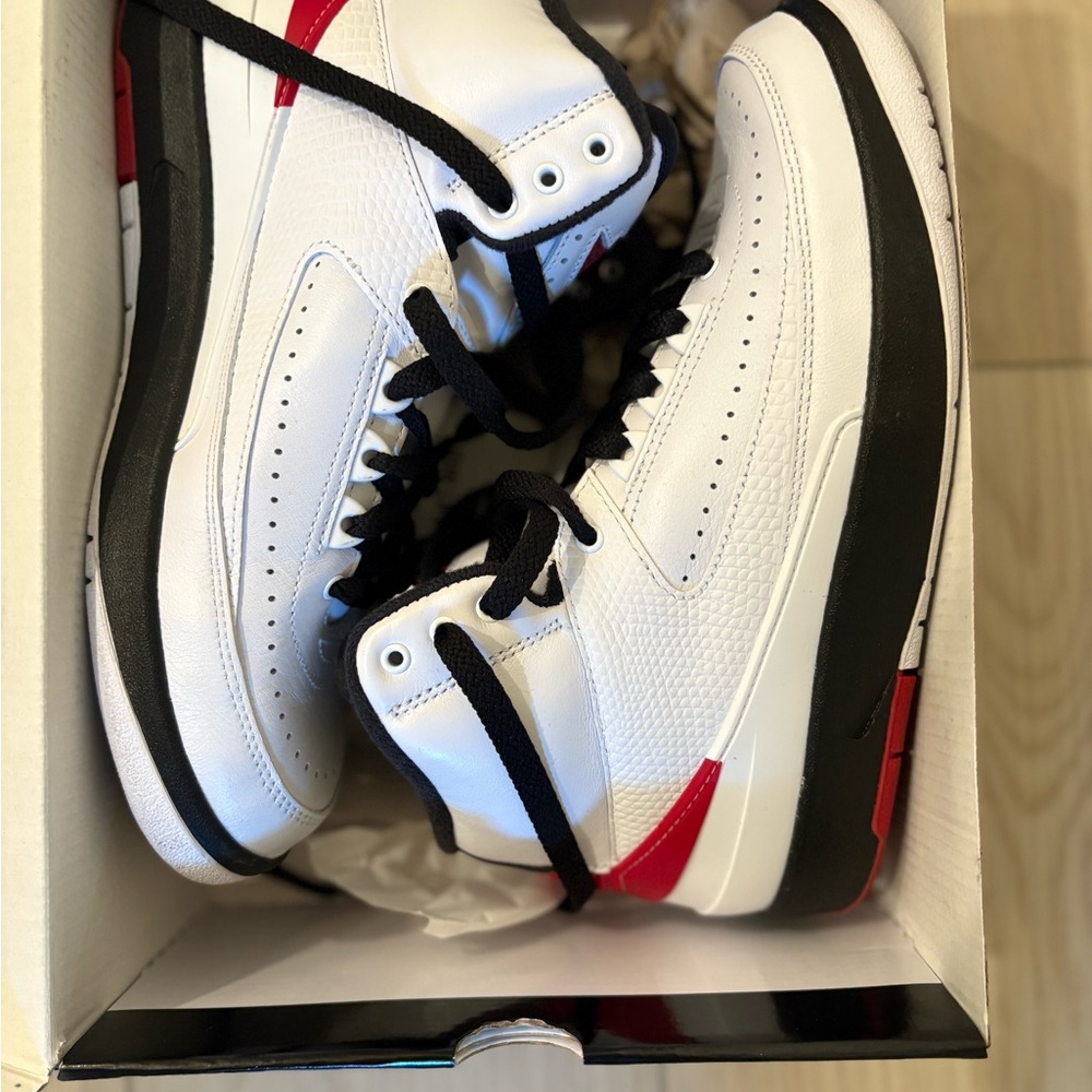 Jordan 2 Retro Sneakers in White and Red
